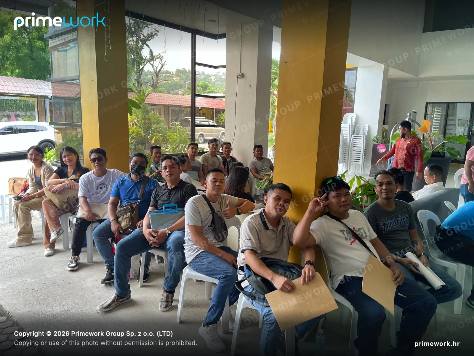 Candidates waiting for job interviews during a recruitment campaign