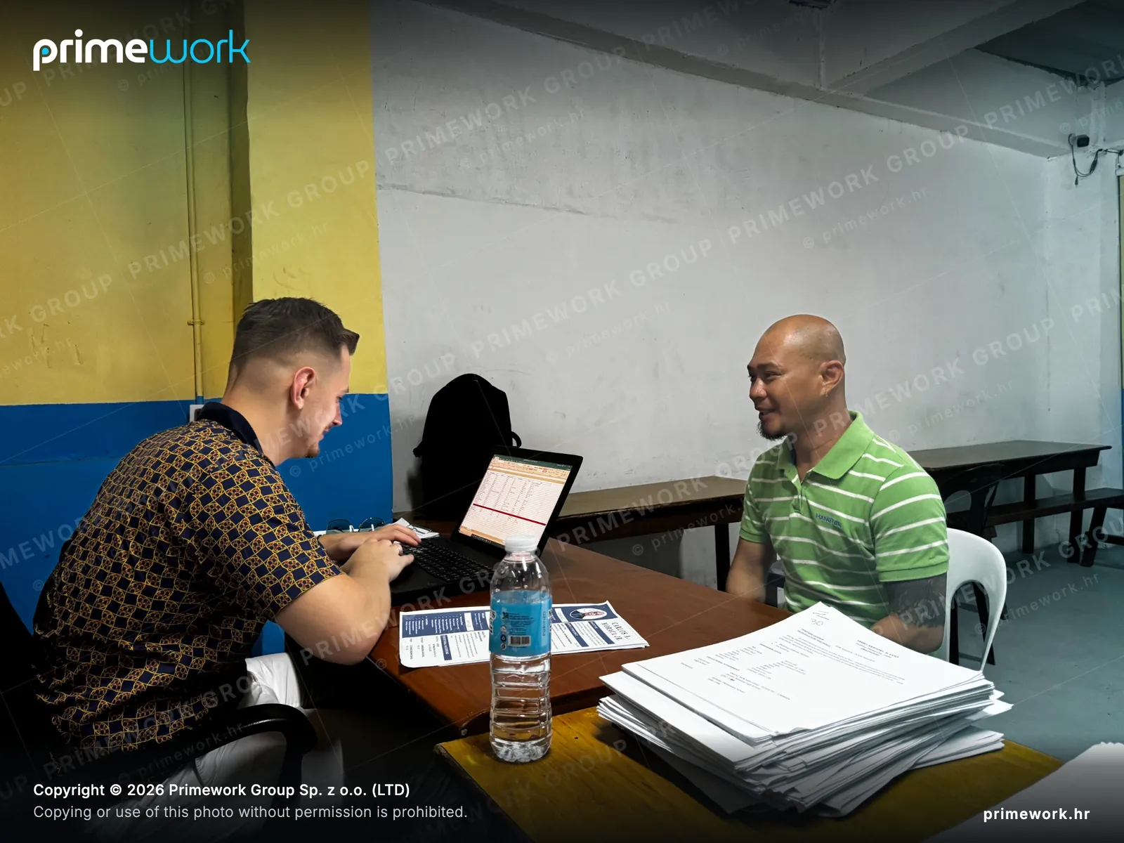 A recruiter conducting an individual interview with an international candidate