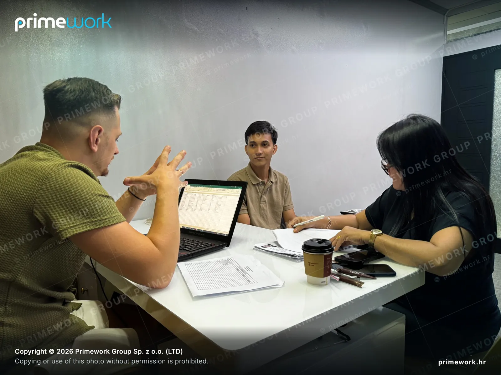 Recruiters interviewing candidates during selection